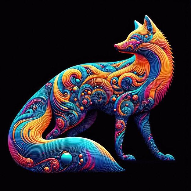 Photo creative colourful abstract fox illustration