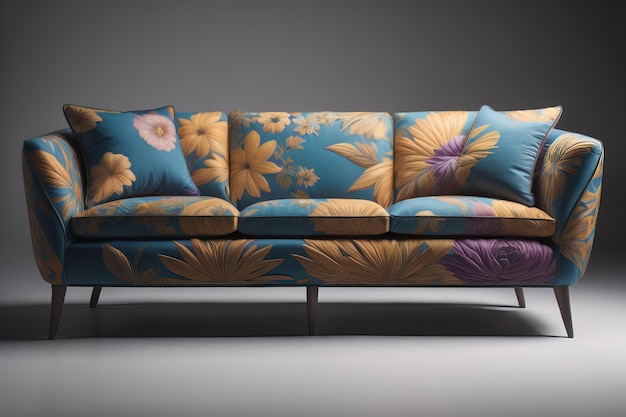 A creative colourful and stylish sofa in the interior AI generated