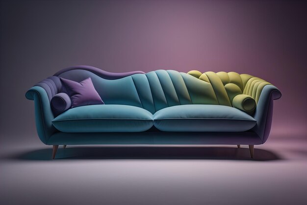 Photo a creative colourful and stylish sofa in the interior ai generated