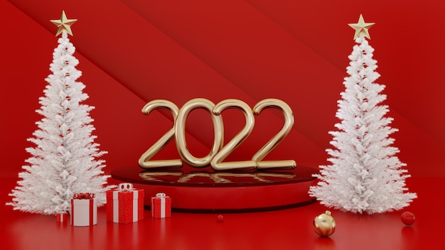 Creative concept merry christmas 2022 with 3d render illustrations