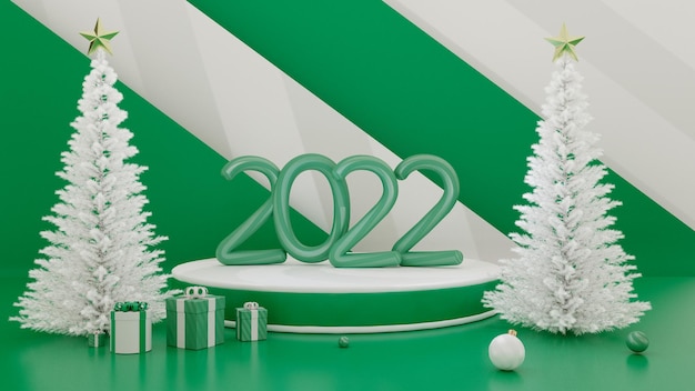 3Dレンダリングのイラストとクリエイティブコンセプトメリークリスマス2022