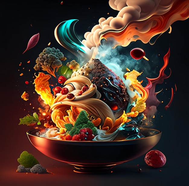 Photo creative cooking delicious appetizing with a variety of colors generative ai