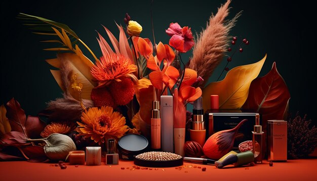 Photo creative cosmetics composition for advertisement commercial photoshoot