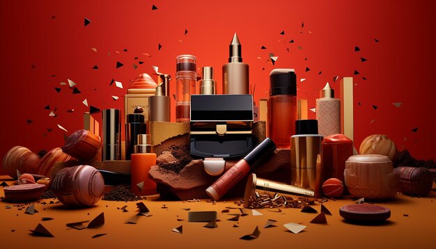 Creative cosmetics composition for advertisement commercial photoshoot