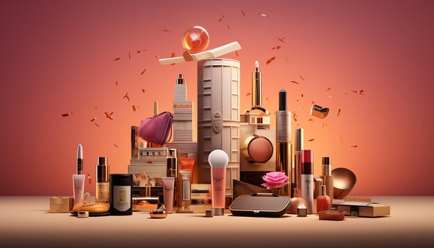 Photo creative cosmetics composition for advertisement commercial photoshoot