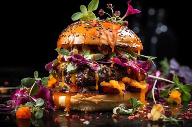 Креативный кулинарный шедевр Большой бургер с инновационным дизайном Генеративный ИИ