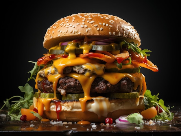 Creative Culinary Masterpiece Big Burger with Innovative Design Generative AI
