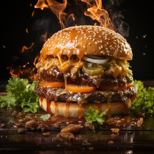 혁신적인 디자인의 창조적인 요리 걸작 Big Burger Generative AI