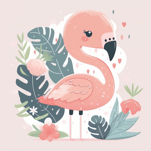 Creative Cute Digital Art Flamingo