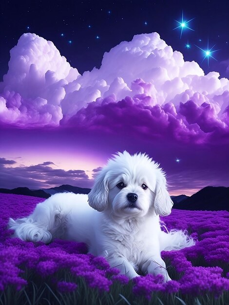 Photo creative cute white puppy