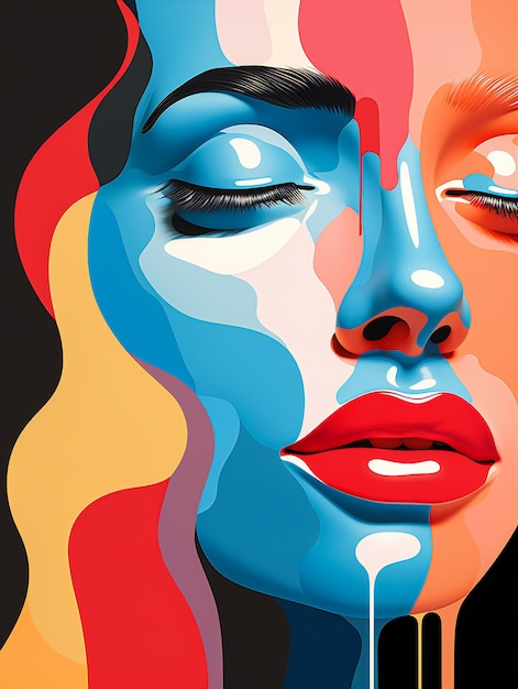 Creative design of a woman's face with colours