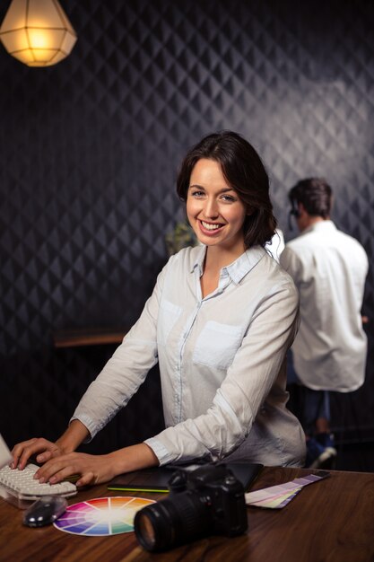 Creative designer woman working on computer