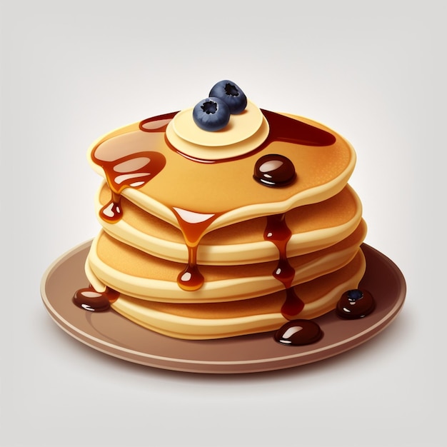 Creative Digital Art Plate Pancakes Berries