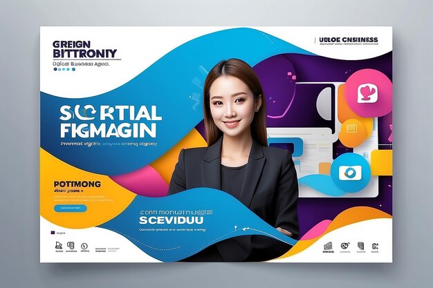 Photo creative digital business agency social media post template design banner promotion