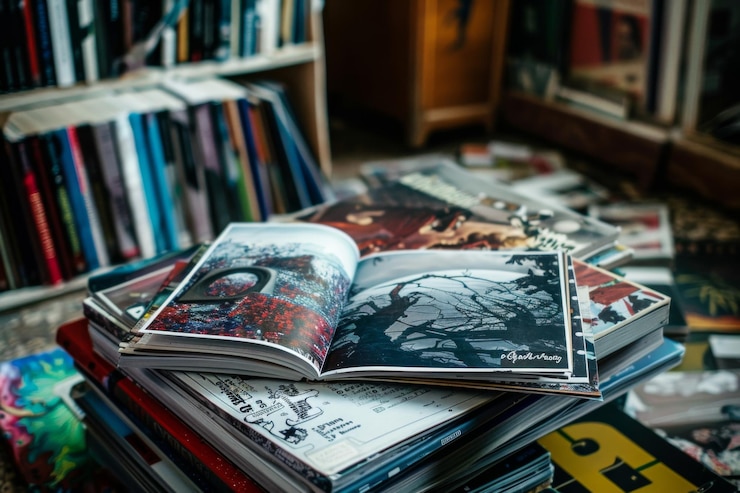 Photo creative display of zines for international zine month