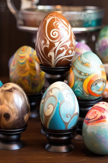 Foto forniture creative fai da te per decorare le uova di pasqua e disegni finiti creati con l'ia generativa