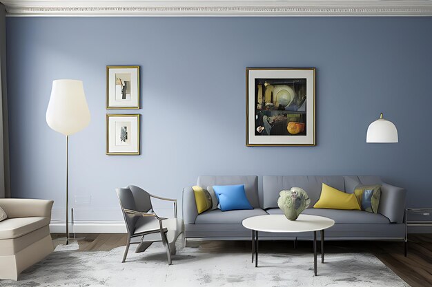 Creative Drawing Room Wall Paint Color Primer Gray with Sofa