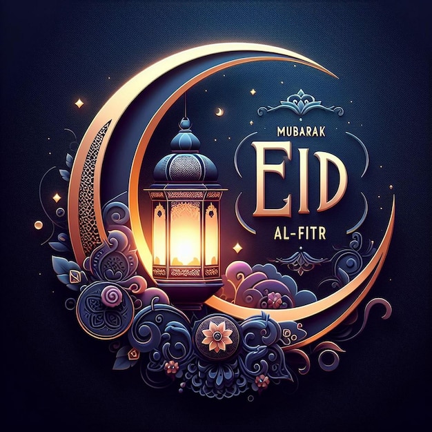 creative Eid al Fitr greeting card eid mubarak theme