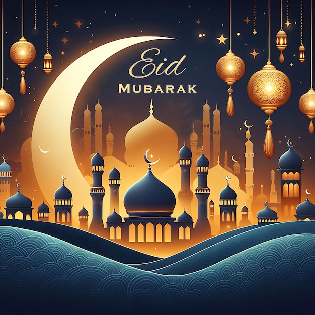 Creative Eid Mubarak post design Multicolour Eid Mubarak background