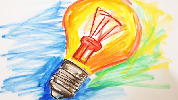 Photo creative electrician light bulb drawing by a toddler ai generated
