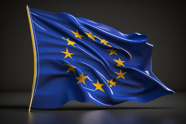3D 그림에서 창의적인 유럽 연합 기호 기호 플래그 EU