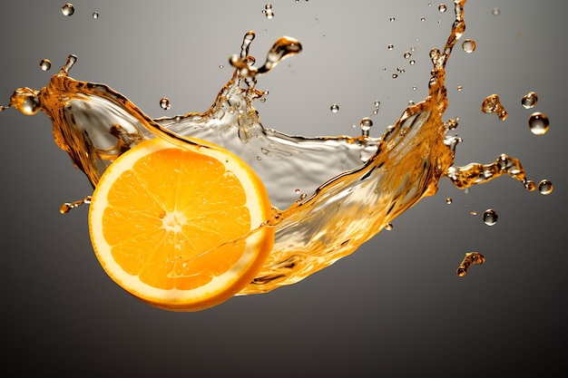 Creative and expressive orange liquid splash on clear background