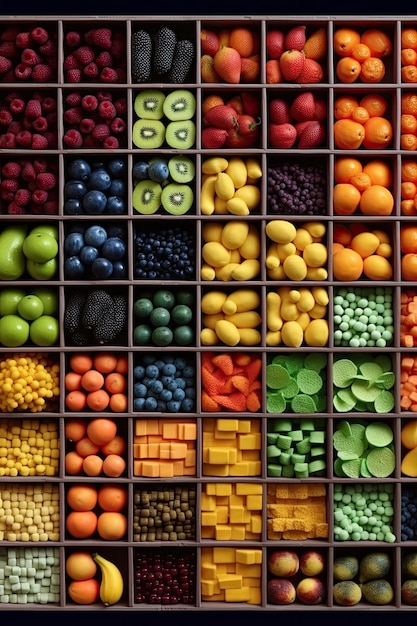 Creative flat lay composition of various fruits Generative AI