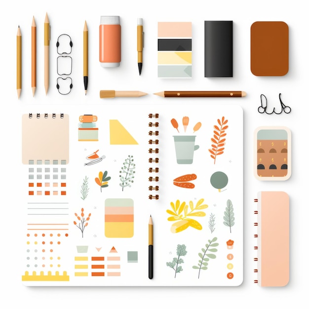 Creative Flat Lay of Crafting Tools and Supplies