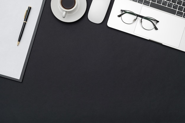 Creative flat lay photo of workspace desk