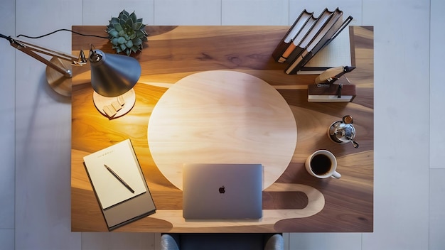 Creative flat lay photo of workspace desk