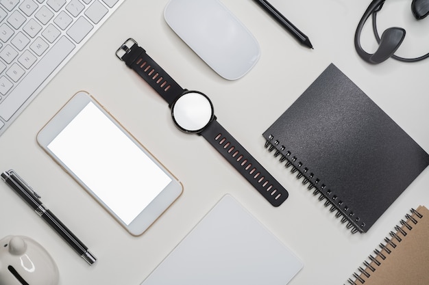 Creative flatlay with fashion object on white background