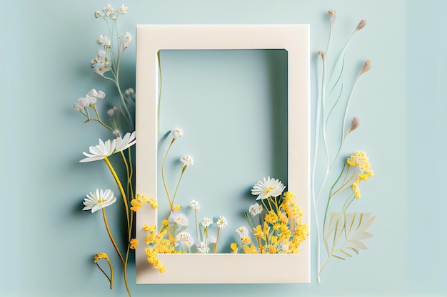 Creative frame with flowers Generative AI Generative AI