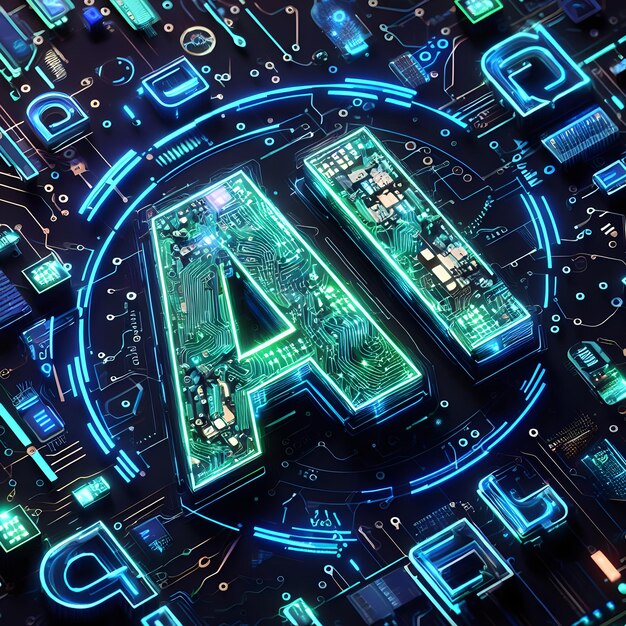 Photo creative fusion with ai typography and circuitry