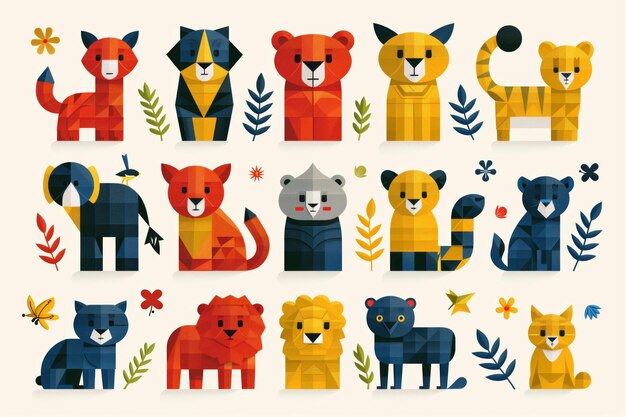 Creative Geometric Animal Collage Featuring African Wildlife in a Modern Art Styl