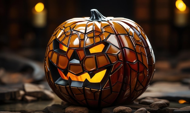 Photo creative glass pumpkin mosaic halloween background