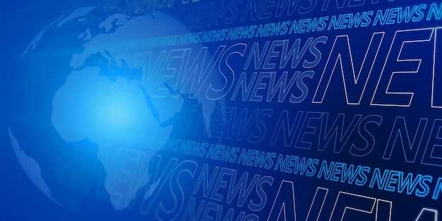 Фото Креативный светящийся синий экстренный новостной фон с глобусом заголовок сообщения и глобальная концепция мира 3d рендеринг