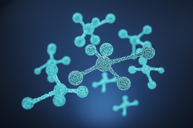 Creative glowing blue molecular structure