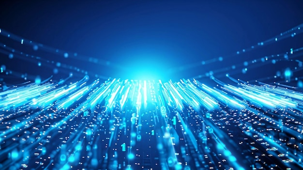 Творческий светящийся цифровой синий фон NFT AI VPN технология 3D будущее и концепция больших данных