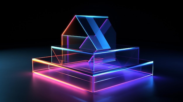 Creative glowing neon Holographic 3D Glow