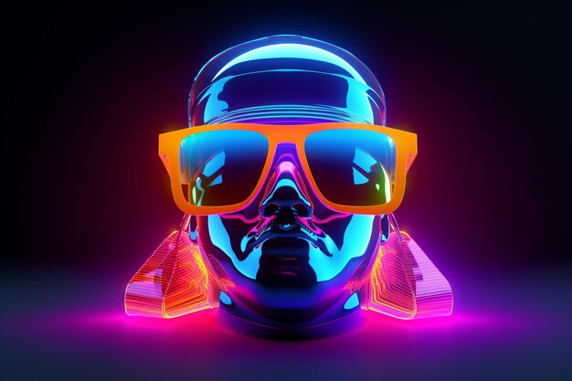 Photo creative glowing neon holographic 3d glow