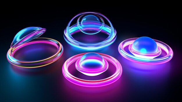 Photo creative glowing neon holographic 3d glow