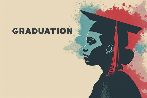 Creative graduate silhouette with splashes of color depicting African American achievement