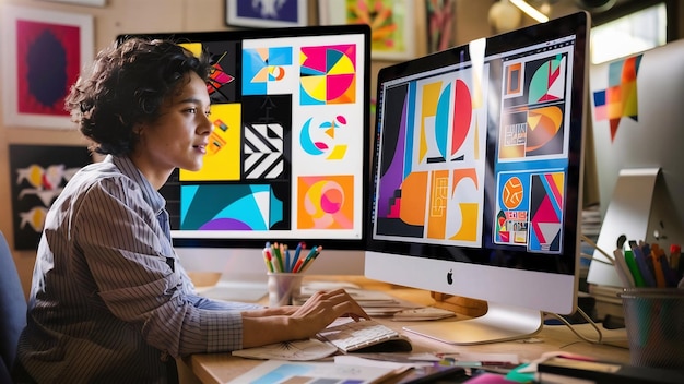 Creative graphic designer in front of computer
