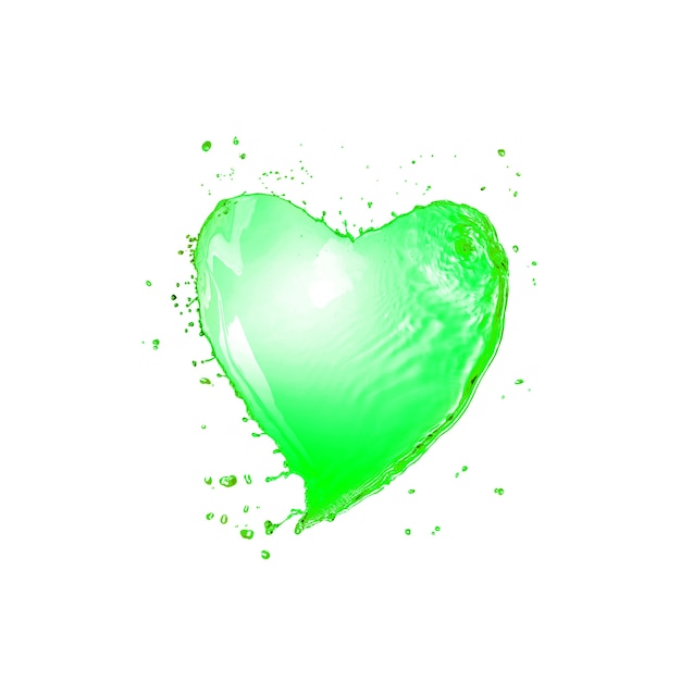 creative green drink's splash in the shape of shamrock's petal with droplets on a white wall, copy space. happy st.patrick 's day concept.