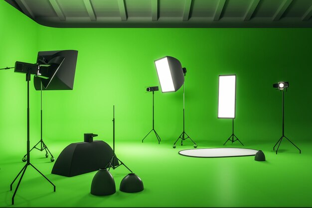 Creative green photo studio