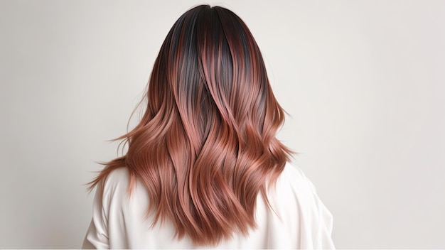 Creative Hair Coloring Ombre or Balayage on Woman's Hair from the Rear View