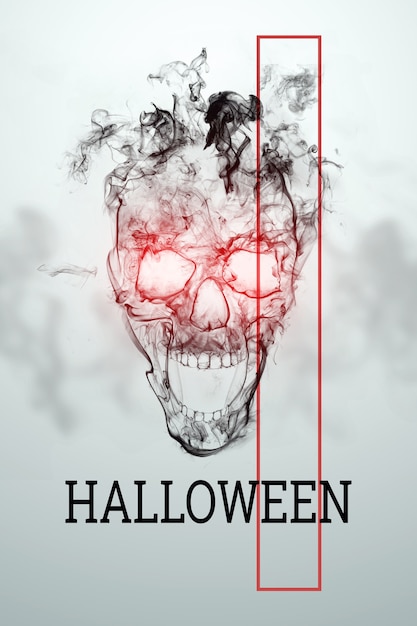 Creative Halloween Background. inscription Halloween and Skull on a light background.