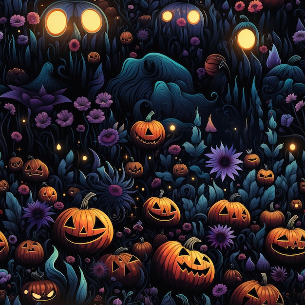 Creative Halloween Spooky Seamless Pattern