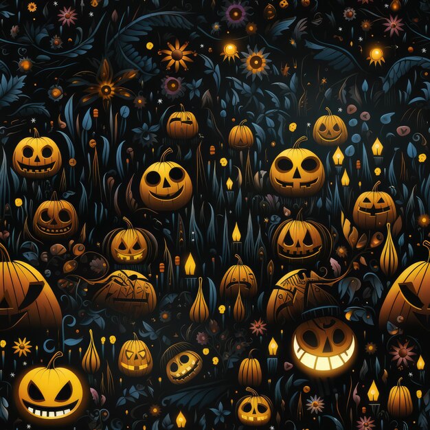 Creative Halloween Spooky Seamless Pattern