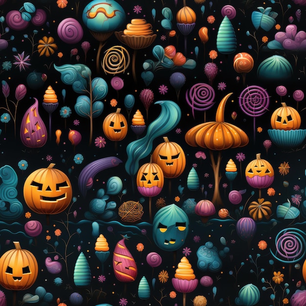 Creative Halloween Spooky Seamless Pattern